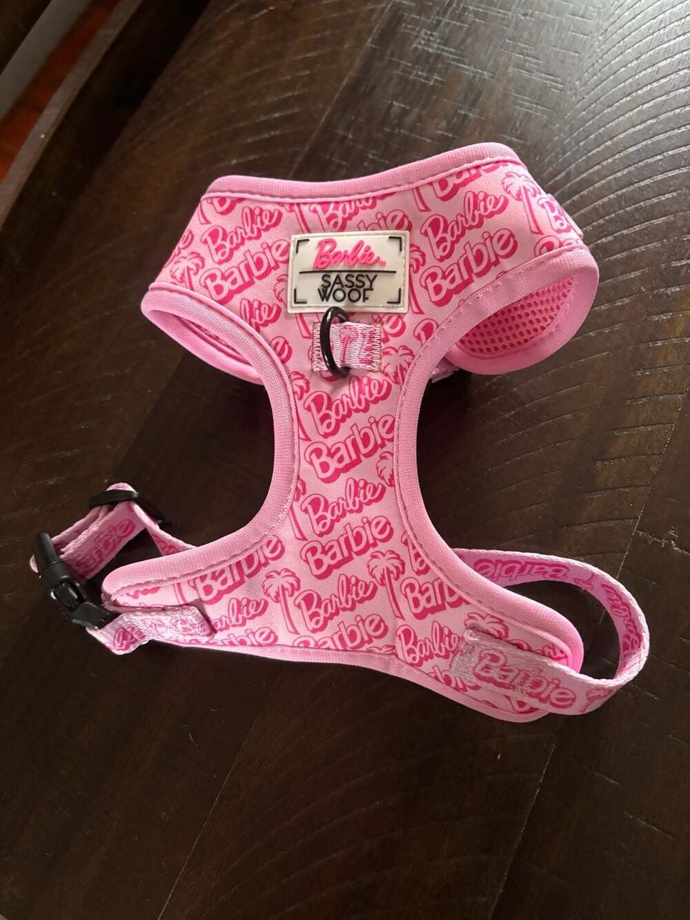 Sassy Woof Barbie Malibu Pink Print Adjustable Mesh Dog Harness Size XS
